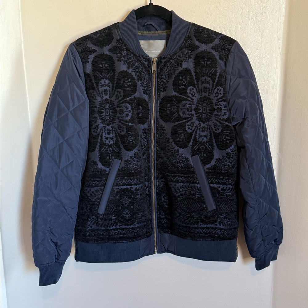 LIKE NEW Anthropologie Navy Jacket Floral Pattern